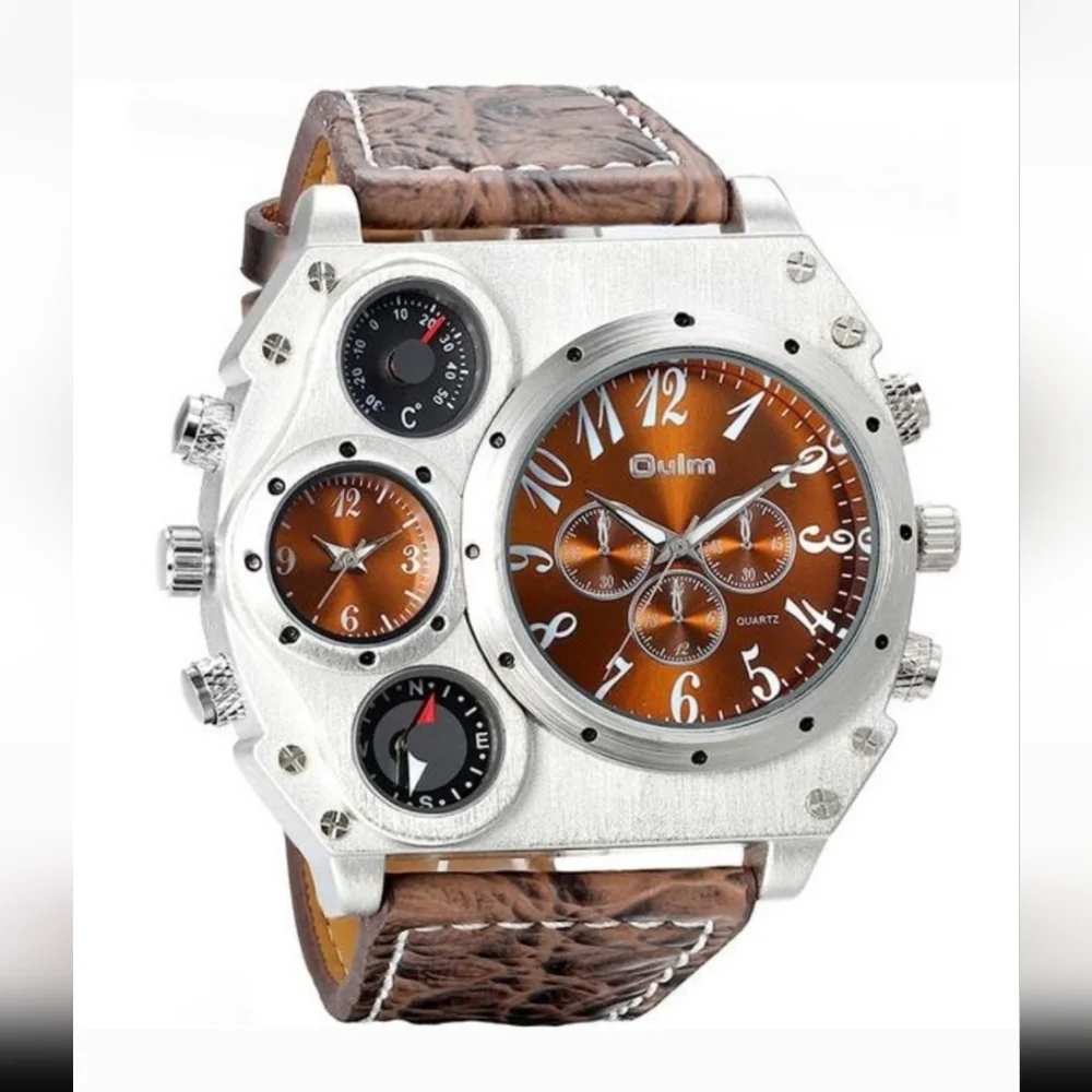 Mens Big Face Watch, Dual Time Zone Strap Sport Watch, Analog Quartz - Picture 9 of 11